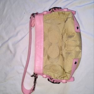 Zoe signature coach mini bag pink/tan